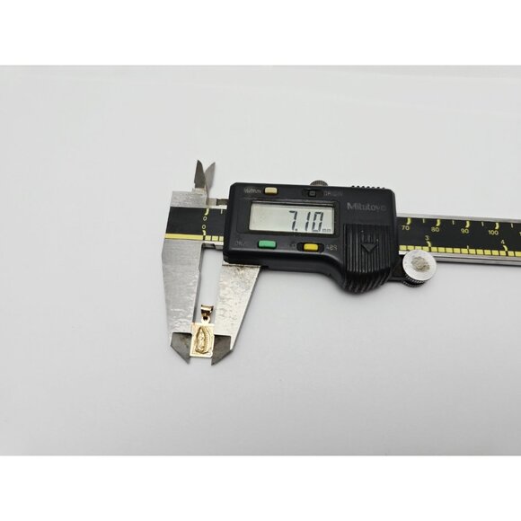 Unique 14K Karat Solid Yellow Gold Religious Rectangle Saint Mary Charm Pendant - Picture 10 of 12